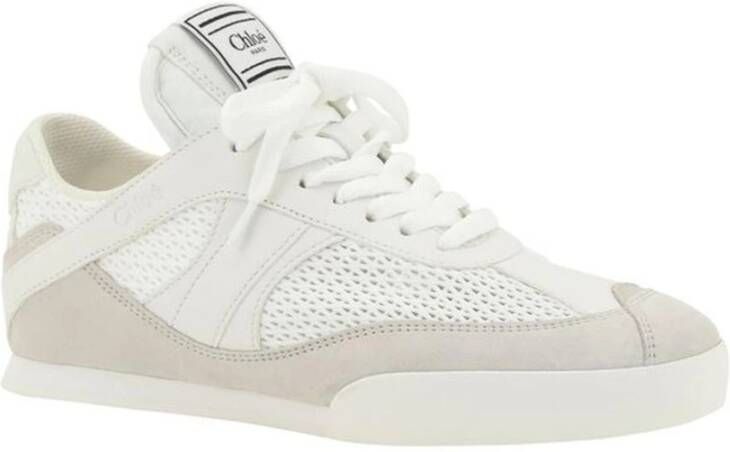 Chloé Mesh en Suede Veterschoenen White Dames