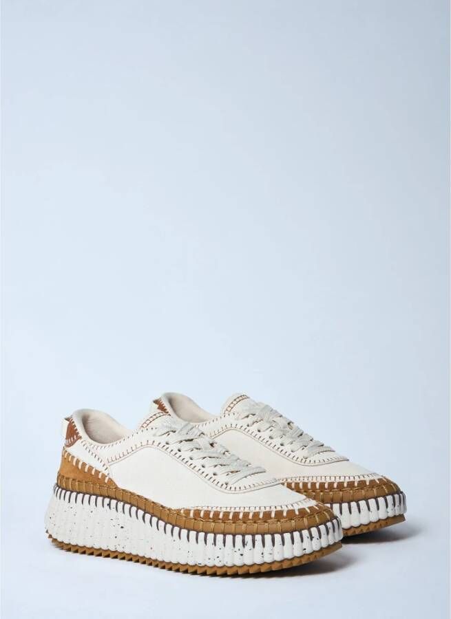 Chloé Met de hand gestikte leren sneakers Beige Dames