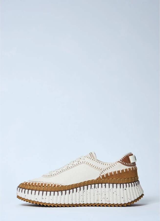 Chloé Met de hand gestikte leren sneakers Beige Dames