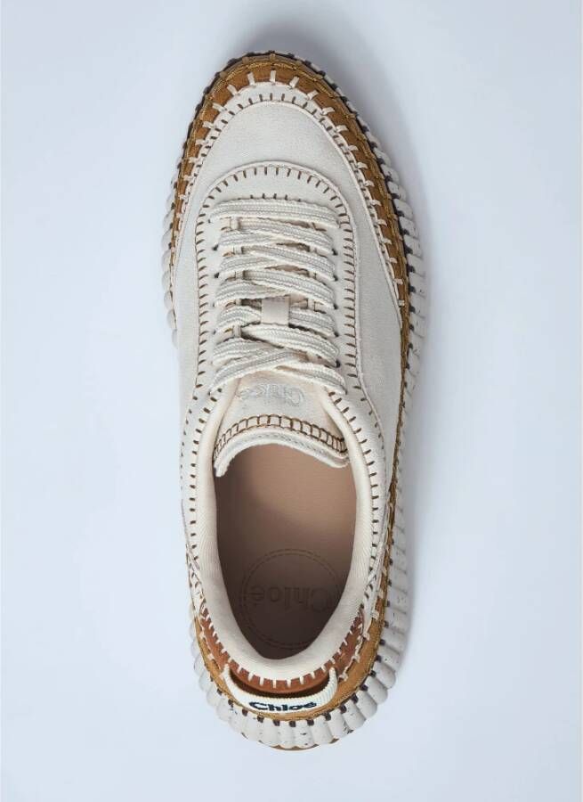 Chloé Met de hand gestikte leren sneakers Beige Dames