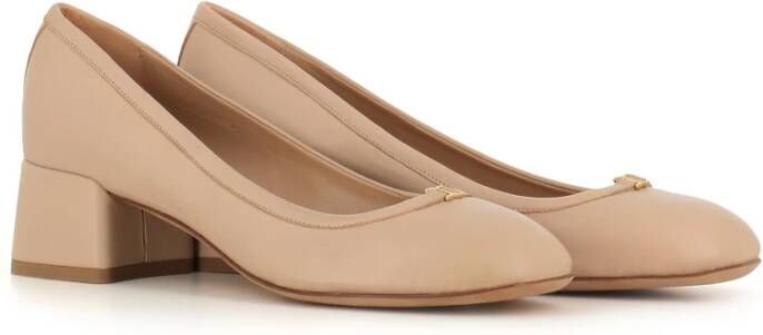 Chloé Nude Leren Hakken met Gouden Detail Beige Dames