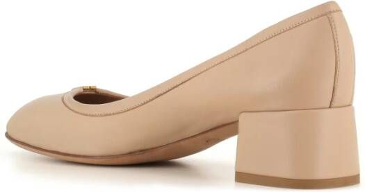 Chloé Nude Leren Hakken met Gouden Detail Beige Dames