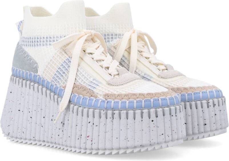 Chloé Parelblauwe Wedge Sneakers voor Vrouwen Blue Dames