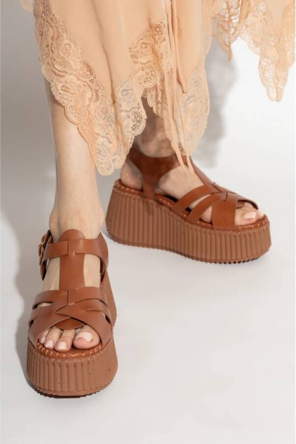 Chloé Platform Sandalen Nama Brown Dames