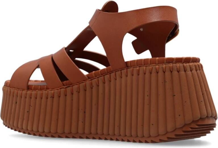 Chloé Platform Sandalen Nama Brown Dames