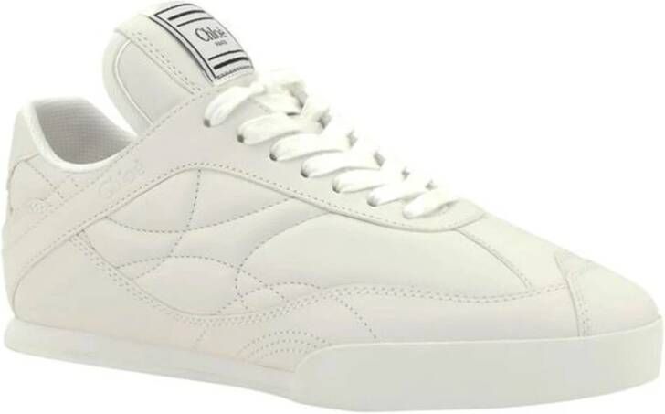 Chloé Platte zool leren sneakers met vetersluiting White Dames