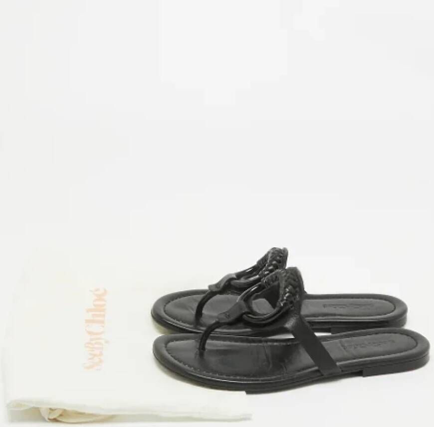 Chloé Pre-owned Leather flats Black Dames