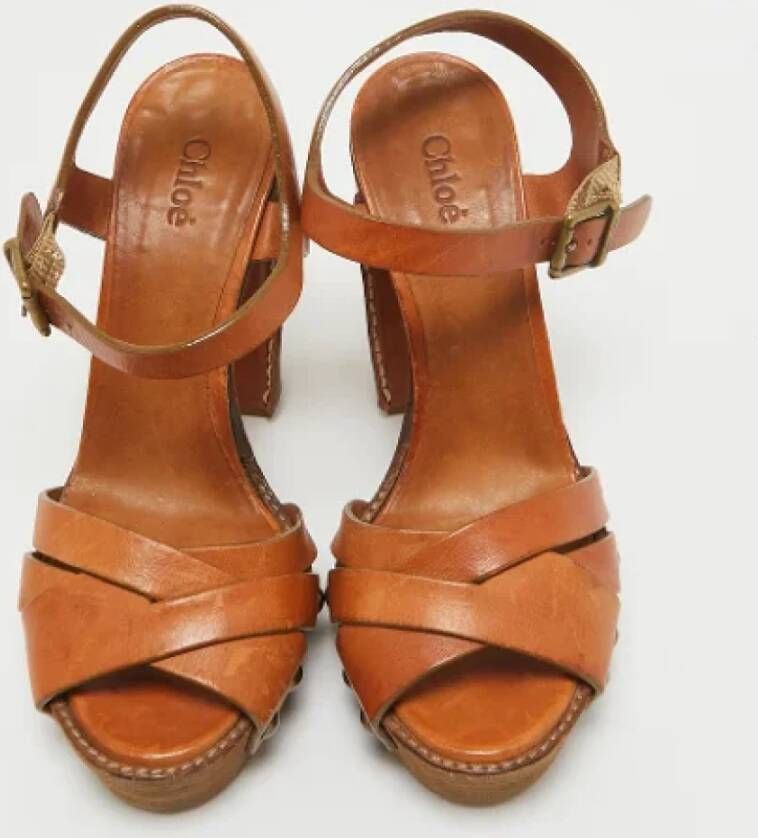 Chloé Pre-owned Leather sandals Beige Dames