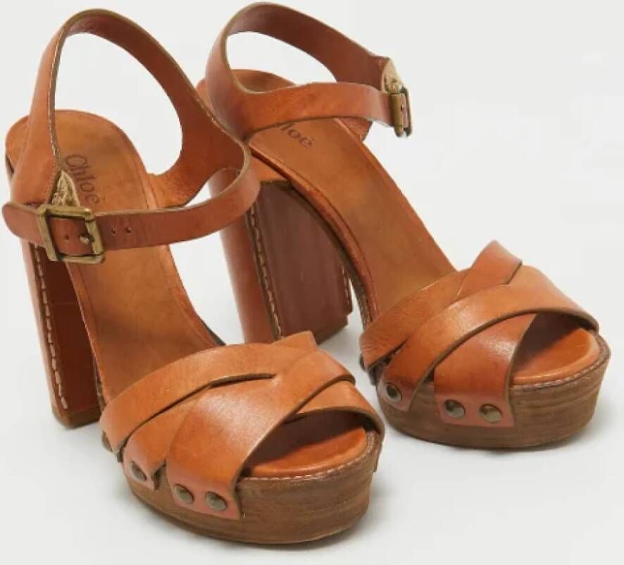 Chloé Pre-owned Leather sandals Beige Dames