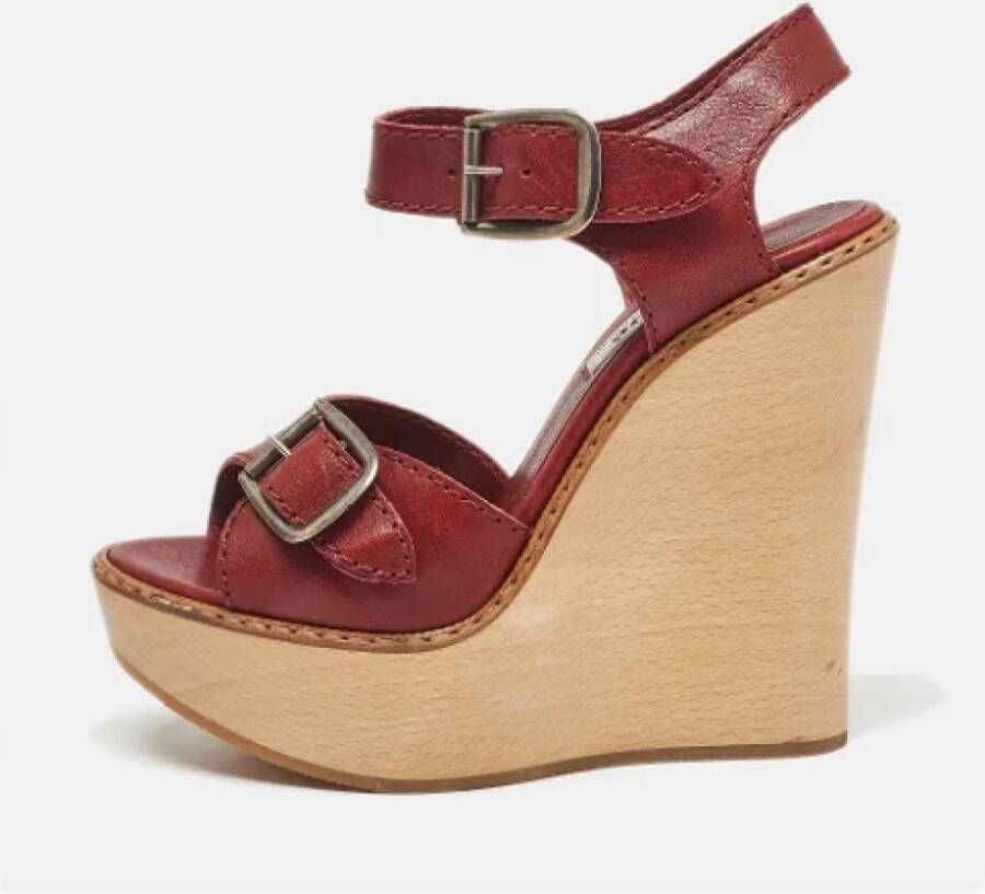 Chloé Pre-owned Leather sandals Red Dames