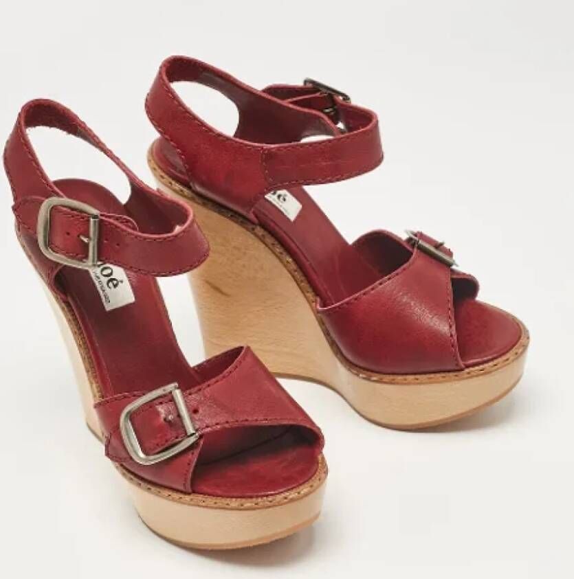 Chloé Pre-owned Leather sandals Red Dames