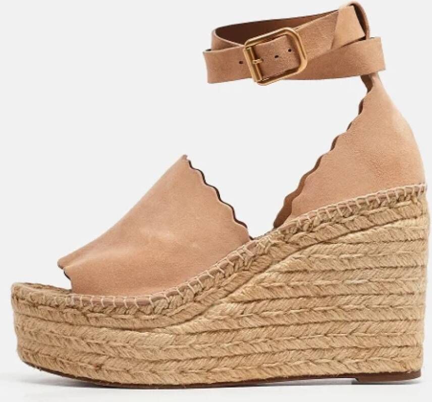 Chloé Pre-owned Suede espadrilles Beige Dames