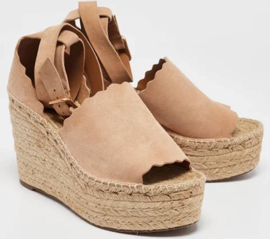 Chloé Pre-owned Suede espadrilles Beige Dames