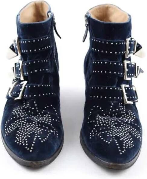 Chloé Pre-owned Velvet boots Blue Dames