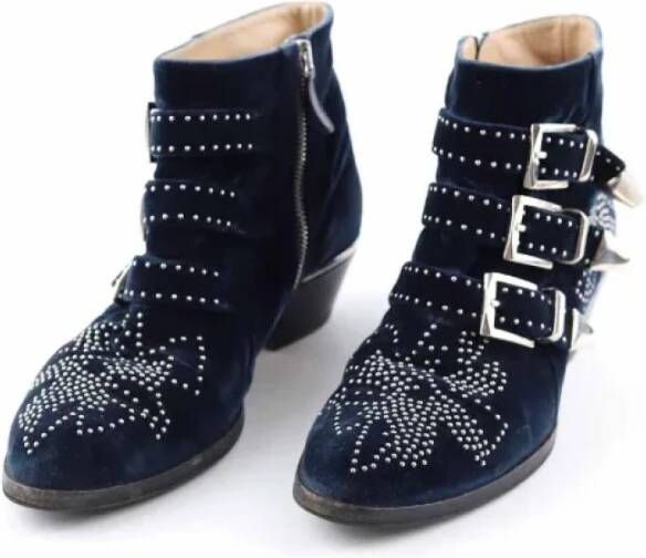 Chloé Pre-owned Velvet boots Blue Dames