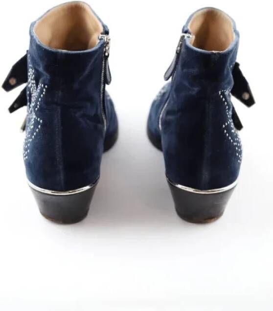 Chloé Pre-owned Velvet boots Blue Dames