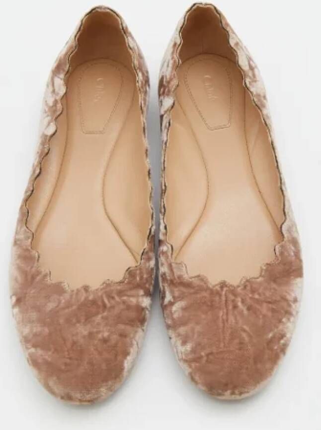 Chloé Pre-owned Velvet flats Beige Dames