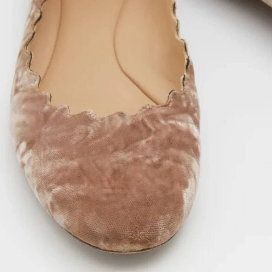 Chloé Pre-owned Velvet flats Beige Dames