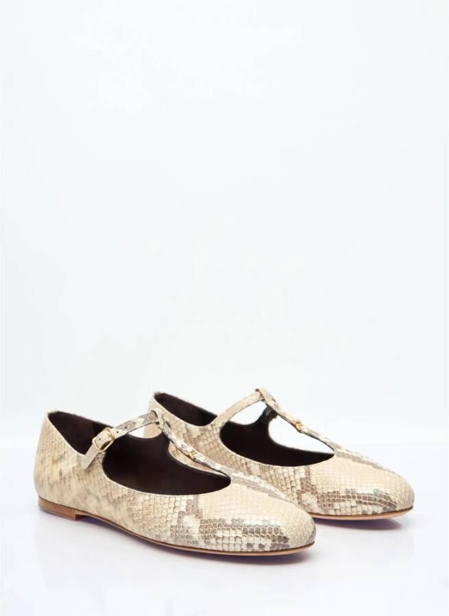 Chloé Python-Geëmbosseerde Leren Ballerina Flats Beige Dames