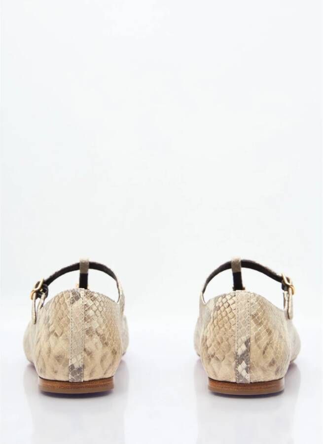 Chloé Python-Geëmbosseerde Leren Ballerina Flats Beige Dames