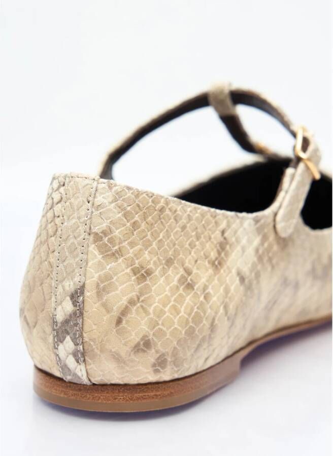 Chloé Python-Geëmbosseerde Leren Ballerina Flats Beige Dames