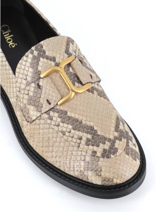 Chloé Python Print Beige en Grijs Sandalen Beige Dames