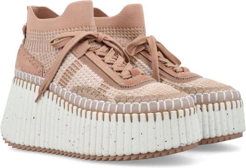 Chloé Rose Wedge Sneakers Aw24 Pink Dames