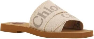 Chloé Sandalen met dubbele stoffen band en logo Brown Dames