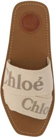 Chloé Sandalen met dubbele stoffen band en logo Brown Dames