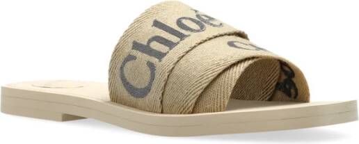 Chloé Slippers met logo Beige Dames