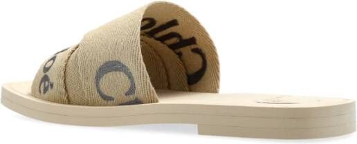 Chloé Slippers met logo Beige Dames