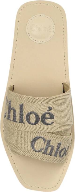 Chloé Slippers met logo Beige Dames