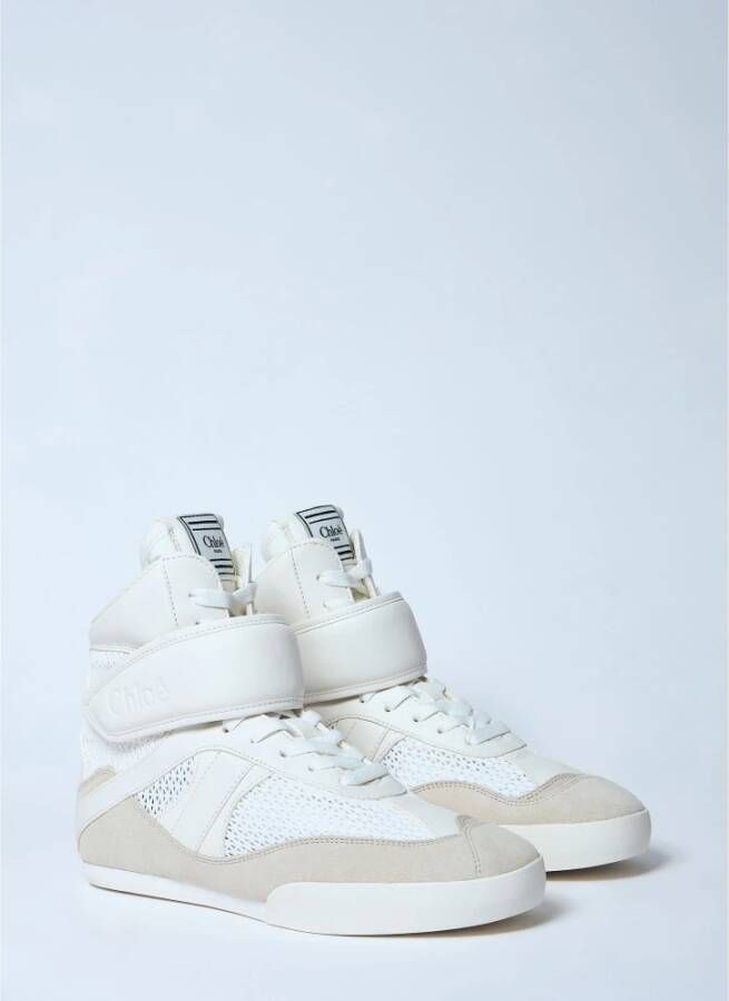 Chloé Suede Mesh High-Top Sneakers White Dames