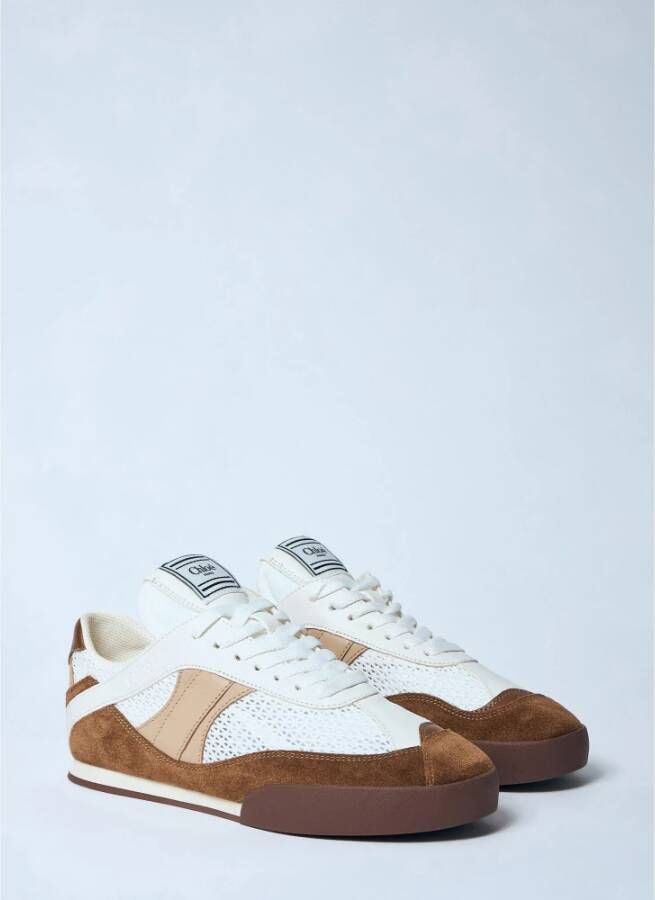 Chloé Suede Mesh Panel Sneakers Brown Dames