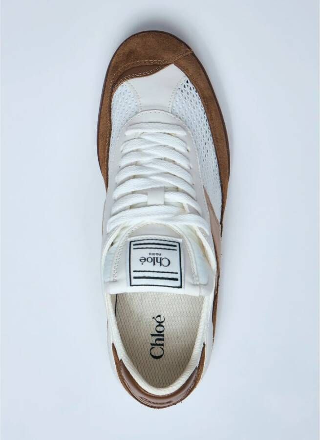 Chloé Suede Mesh Panel Sneakers Brown Dames