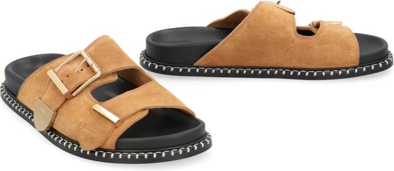 Chloé Suede Muiltjes met Verstelbare Gesp Brown Dames