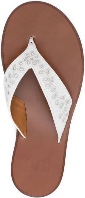 Chloé Witte Bloemenborduurwerk Platte Sandalen White Dames