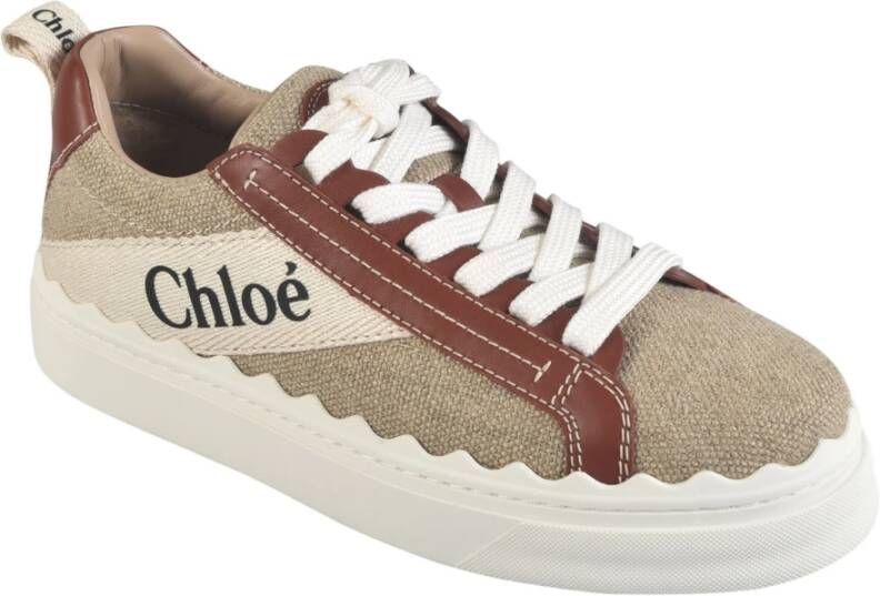 Chloé Witte-Bruine Canvas Sneakers Brown Dames