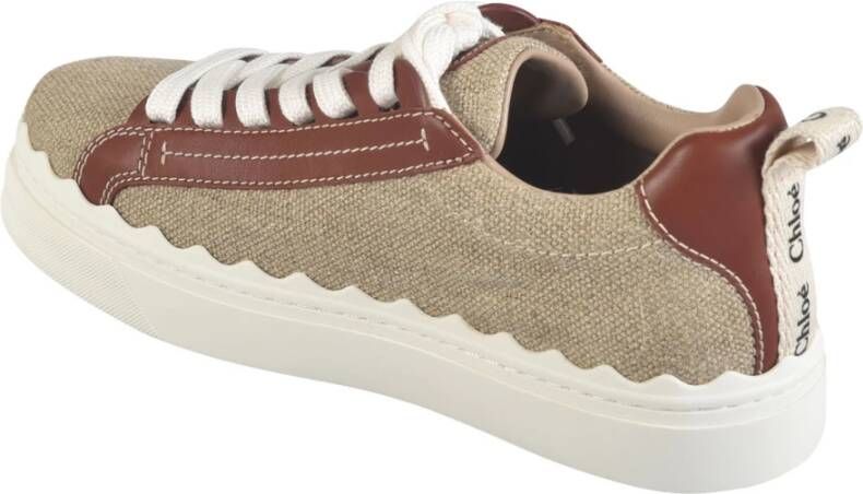 Chloé Witte-Bruine Canvas Sneakers Brown Dames