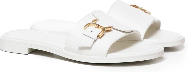 Chloé Witte Leren Gesp Sandalen Micro Hak White Dames