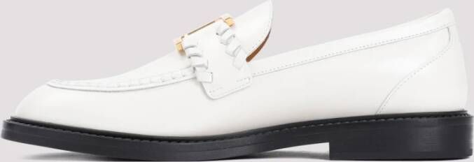 Chloé Witte Leren Loafer met Gouden Detail White Dames