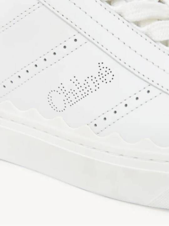 Chloé Witte Leren Veterschoenen White Dames