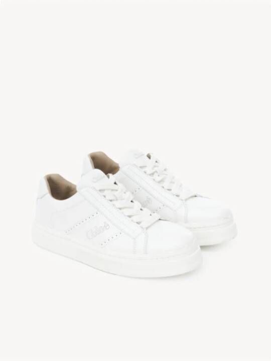 Chloé Witte Leren Veterschoenen White Dames