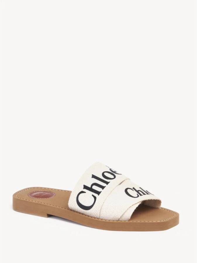 Chloé Witte Lint Sandalen Rubberen Zool White Dames