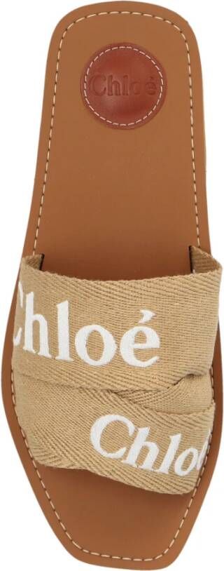 Chloé Woody platte muiltjes Beige Dames