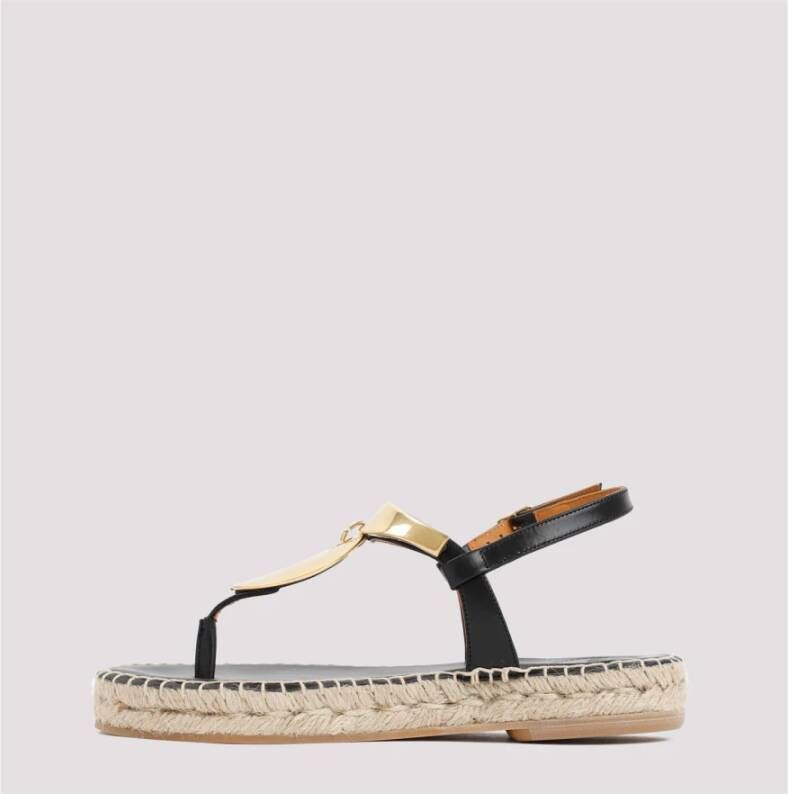 Chloé Zwarte Enkellaarsjes Platte Sandalen Black Dames