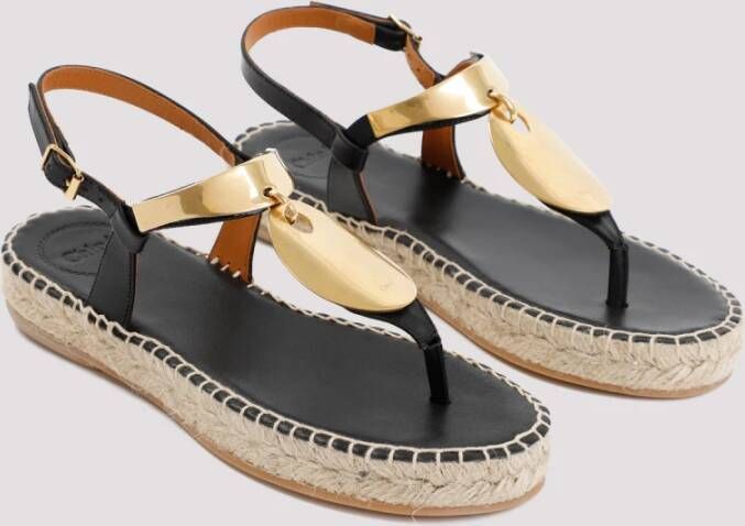 Chloé Zwarte Enkellaarsjes Platte Sandalen Black Dames