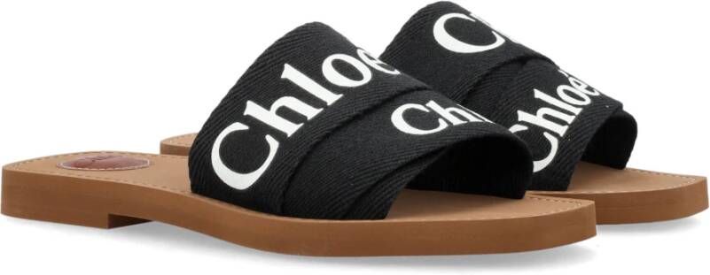 Chloé Zwarte Gesloten Leren Slides Black Dames