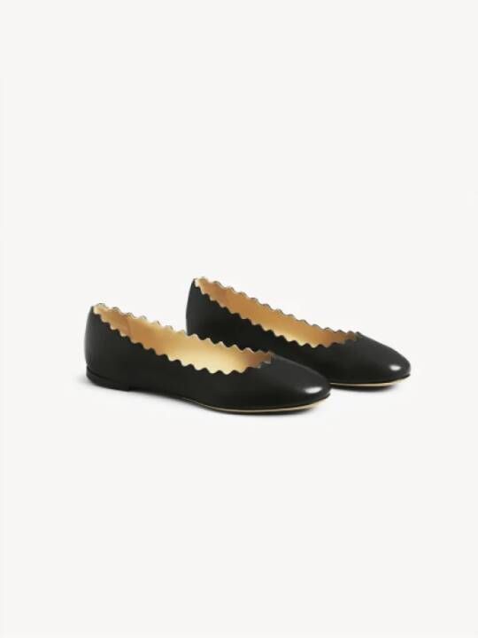 Chloé Zwarte leren ballerina flats Black Dames