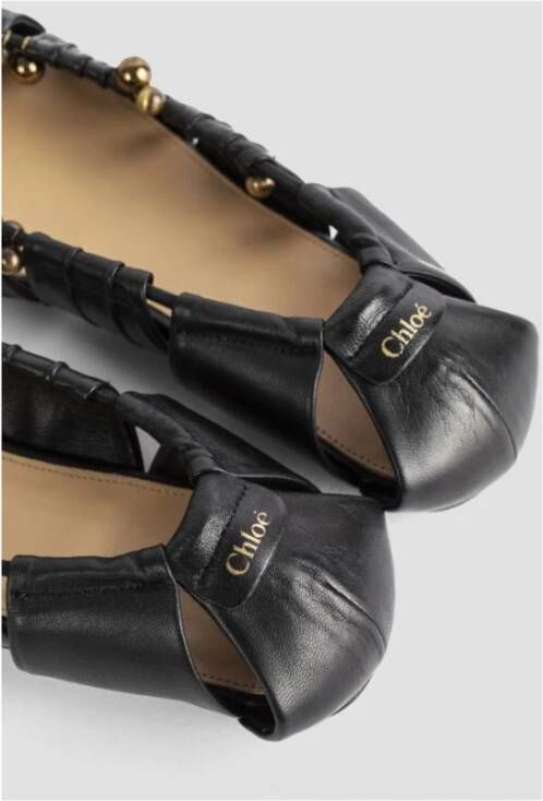 Chloé Zwarte leren ballerina's met uitsparingen Black Dames